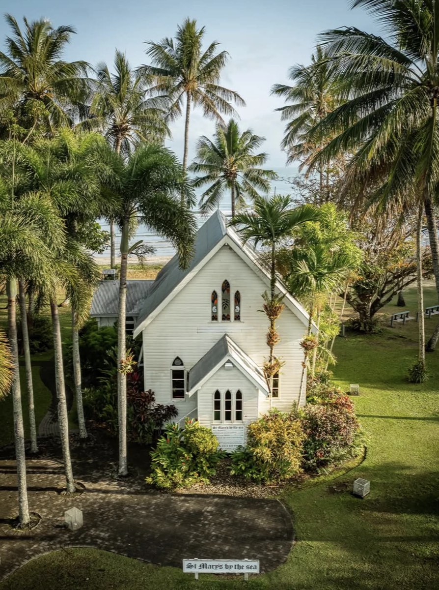 St Mary’s by the Sea chapel among the palms